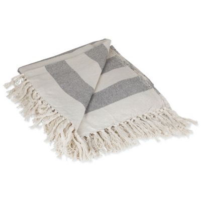 Zingz & Thingz Cotton Gray/Off-White Cabana Stripe Throw at Tractor Supply Co.