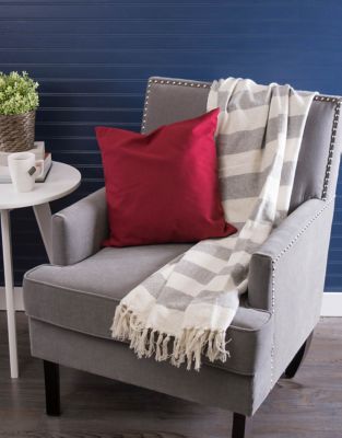 Image showing 6 th DII Cotton Cabana Stripe Throw Blanket, 50 in. x 60 in., Gray/Off-White