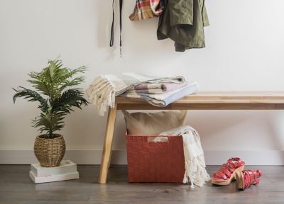 Image showing  Cotton Cabana Stripe Throw Blanket, 50 in. x 60 in., Stone/Off White