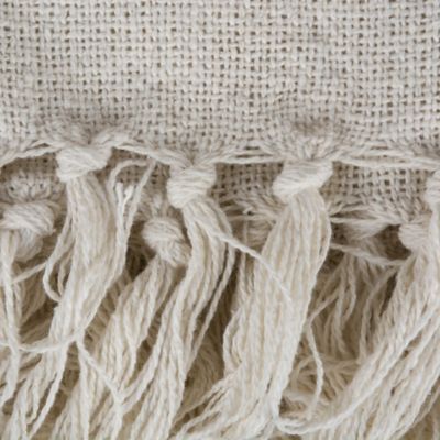 Image showing  Cotton Cabana Stripe Throw Blanket, 50 in. x 60 in., Artichoke/Off-White