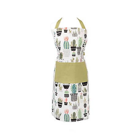 Cotton Linen Kitchen Apron Cactus Printed Washable Sleeveless Cooking Aprons 