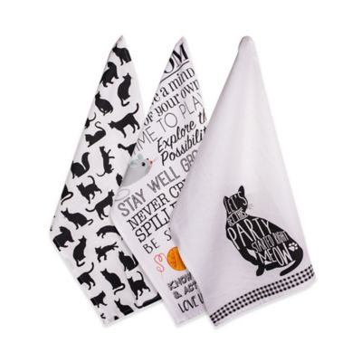 Zingz & Thingz Assorted Cat Printed Dish Towel Set, 18 in. x 28 in., 3 pc.