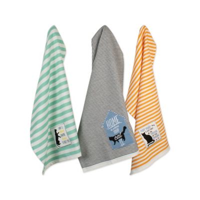 DII Assorted Cats Meow Embellished Dish Towel Set, 3 pc.