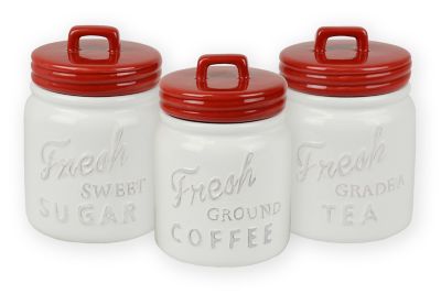 Zingz & Thingz Red Ceramic Jar Canisters