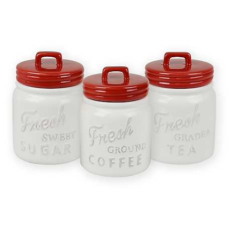 Zingz & Thingz Red Ceramic Jar Canisters