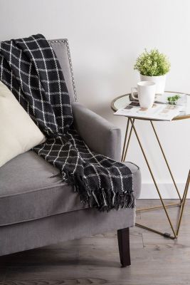 Image showing  Cotton Checked Plaid Throw Blanket, 50 in. x 60 in.