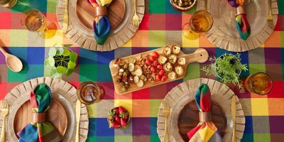 Image showing 5 th DII Indian Summer Checkered Tablecloth