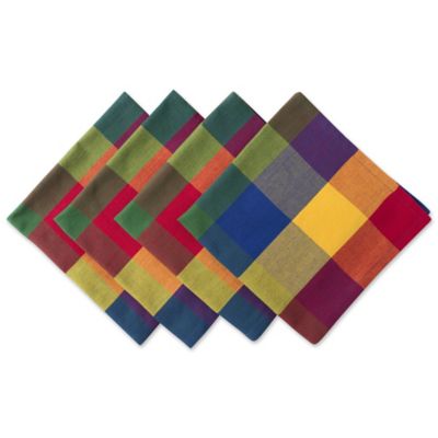 Zingz & Thingz Checkered Indian Summer Napkins, 4 pc.