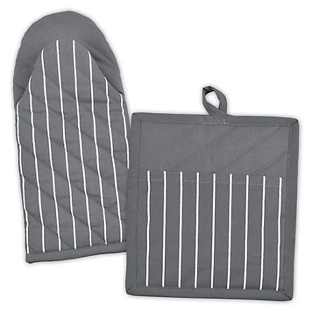 Zingz & Thingz Gray Stripe Chef Kitchen Set with Oven Mitt and Pot Holder, 2 pc.