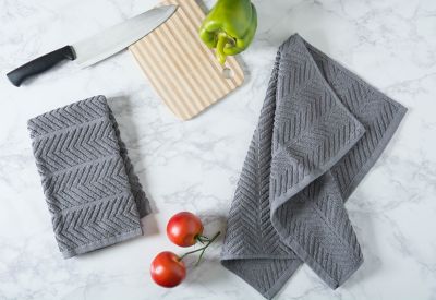 Image showing  Chevron Luxury Barmop Dish Towel Set, 16 in. x 19 in., Gray, 4-Pack