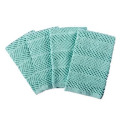 Zingz & Thingz Chevron Luxury Barmop Dish Towel Set, 16 in. x 19 in., Aqua, 4-Pack