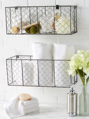 Image showing  Large Wall-Mount Chicken Wire Baskets, 17.73 in. x 6.7 in. x 7 in., 2 pc.