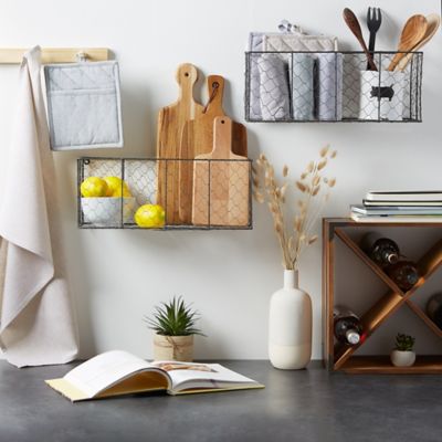 Image showing  Large Wall-Mount Chicken Wire Baskets, 17.73 in. x 6.7 in. x 7 in., 2 pc.