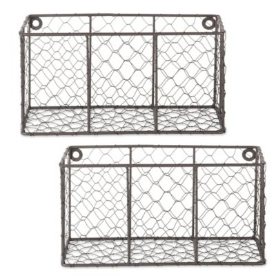 Zingz & Thingz Wall Mount Chicken Wire Baskets, Large, 17.73 in. x 6.7 in. x 7 in., 2 pc.