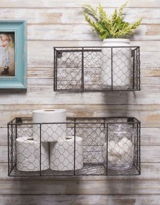 Image showing  Large Wall-Mount Chicken Wire Baskets, 17.73 in. x 6.7 in. x 7 in., 2 pc.
