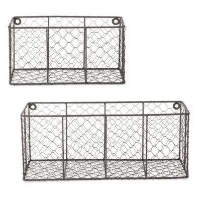 Zingz & Thingz Wall Mount Chicken Wire Baskets, Large, 17.73 in. x 6.7 in. x 7 in., 2 pc.