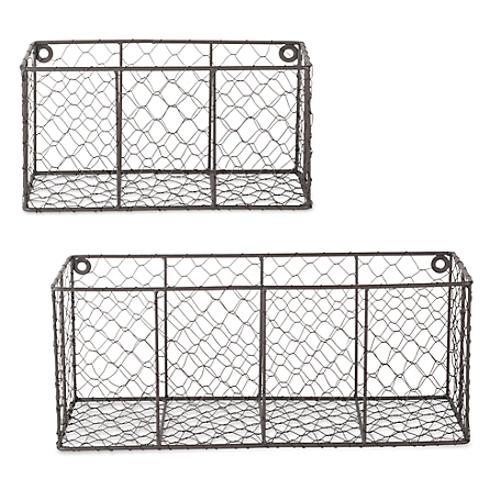 Zingz & Thingz Wall Mount Chicken Wire Baskets, Large, 17.73 in. x 6.7 in. x 7 in., 2 pc.