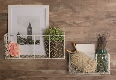 Image showing  Large Wall-Mount Chicken Wire Baskets, 17.73 in. x 6.7 in. x 7 in., 2 pc.