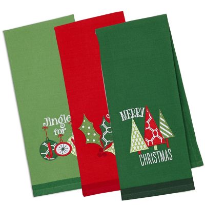 Zingz & Thingz Assorted Christmas Embroidered Dish Towel Set, 18 in. x 28 in., 3 pc.