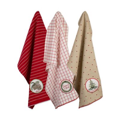 DII Assorted Noel Embellished Dish Towel Set, 3 pc.