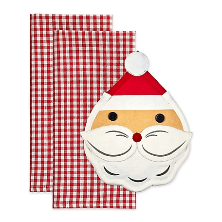 Zingz & Thingz Holiday Pot Holder Gift Set, Jolly Santa, 3 pc.