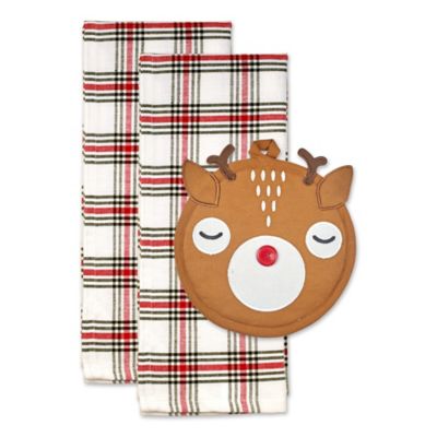 DII Holiday Pot Holder Gift Set, Rudy Reindeer, 3 pc.