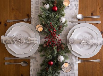 Image showing 8 th DII Silver Christmas Collage Table Runner, 14 in. x 108 in.