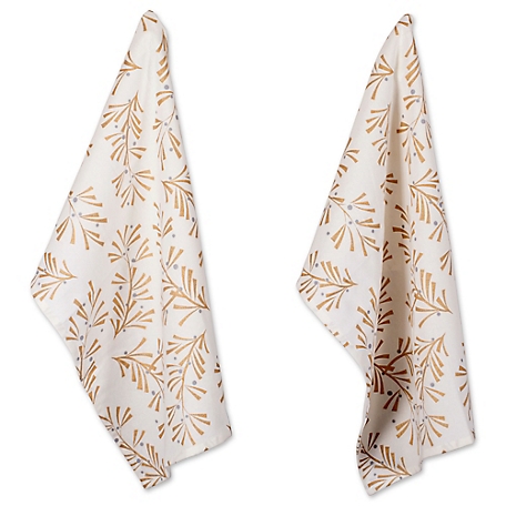Zingz & Thingz Metallic Holly Leaves Dish Towel Set, 18 in. x 28 in., 2 pc.