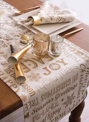 Image showing  Gold Christmas Collage Table Runner