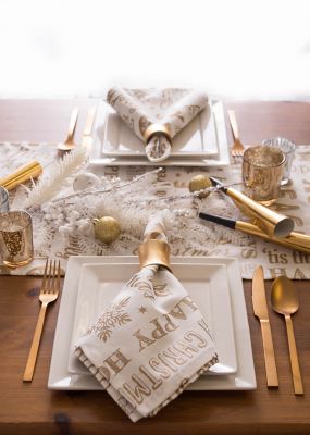 Image showing  Gold Christmas Collage Cloth Napkin Set, 20 in. x 20 in., 6 pc.