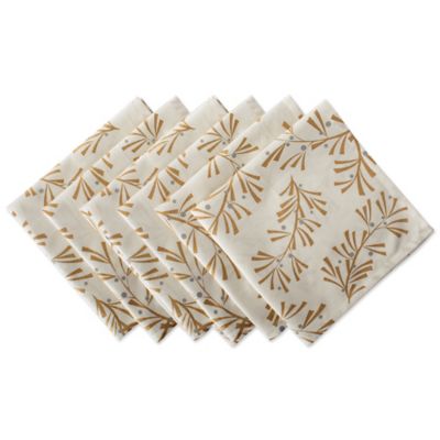 Zingz & Thingz Metallic Holly Leaves Cloth Napkin, Cotton Yarn