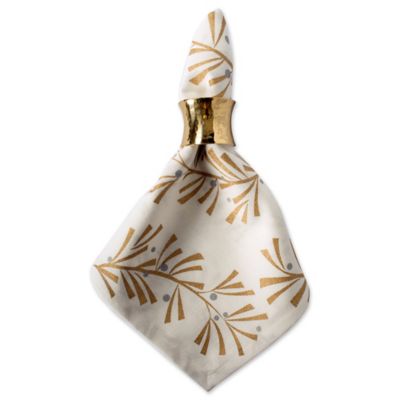 Image showing  Metallic Holly Leaves Cloth Napkin, Cotton Yarn