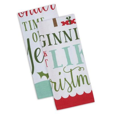 DII Assorted Holiday Fun Printed Dish Towel Set, 18 in. x 28 in., 2 pc.