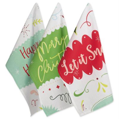 Zingz & Thingz Assorted Winter Wishes Holiday Printed Dish Towel Set, 3 pc.