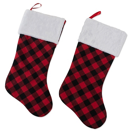 Zingz & Thingz Red and Black Buffalo Check Holiday Stockings, 2 pc.