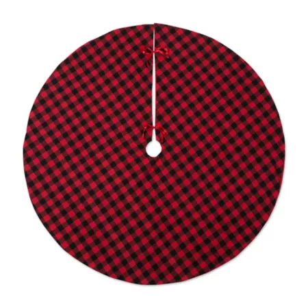 Zingz & Thingz Red and Black Buffalo Plaid Christmas Tree Skirt Christmas Tree Skirts