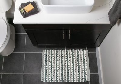 Image showing  Striped Microfiber Bath Mat, 17 in. x 24 in.