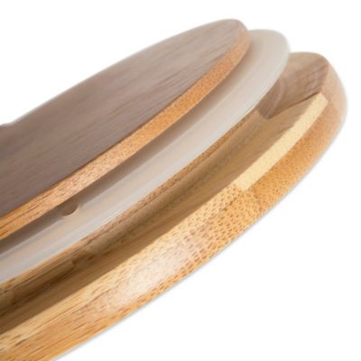 Image showing  Coffee/Sugar/Tea Ceramic Canister Set, Natural Bamboo Lid