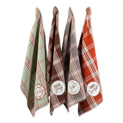 DII Thanksgiving Cozy Picnic Plaid Dish Towel Set, 4 pc.