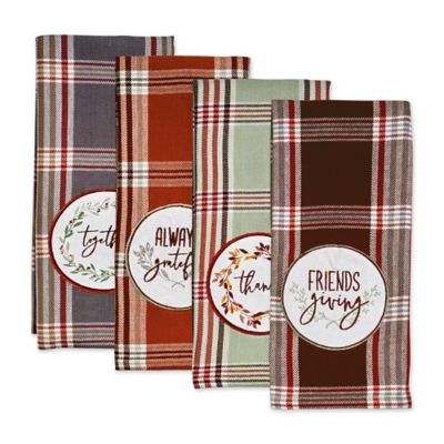 Image showing  Thanksgiving Cozy Picnic Plaid Dish Towel Set, 4 pc.