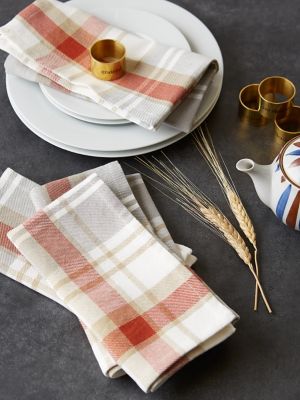 DII Thanksgiving Cozy Picnic Plaid Napkin Set