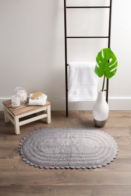 Image showing  Crochet Microfiber Oval Bath Mat, 17 in. x 24 in.