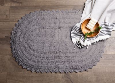 Image showing  Crochet Microfiber Oval Bath Mat, 17 in. x 24 in.