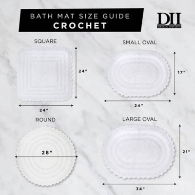 Image showing  Crochet Microfiber Oval Bath Mat, 17 in. x 24 in.