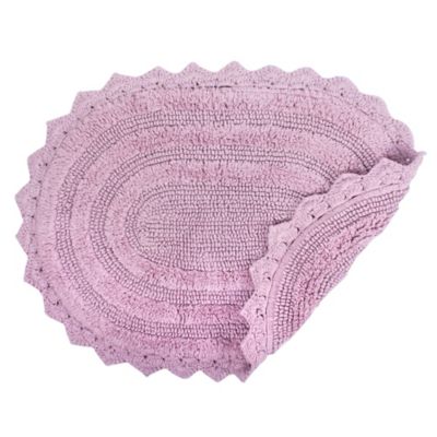 Image showing  Crochet Microfiber Oval Bath Mat, 17 in. x 24 in.
