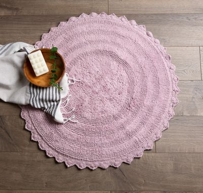 Image showing  Crochet Microfiber Round Bath Mat, 28 in.