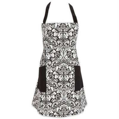 Zingz & Thingz Black Damask Apron, 29 in. x 37.5 in.