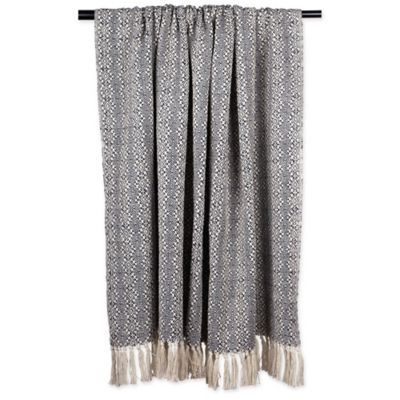 Image showing  Cotton Navy Diamond Stitch Throw Blanket, 50 in. x 60 in.