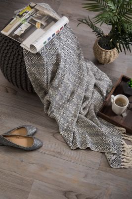 Image showing  Cotton Navy Diamond Stitch Throw Blanket, 50 in. x 60 in.