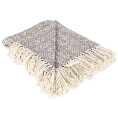 Zingz & Thingz Cotton Gray Diamond Stitch Throw Blanket, 50 in. x 60 in.